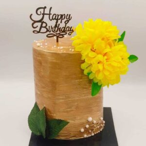 Rheds Indulgence | Gold Cake | kids baby event bakery | Floral Gold Cake